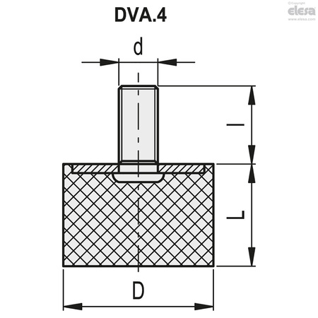 Elesa Threaded stud, DVA.4-15-15-M4-10-40 DVA.4